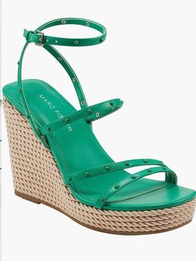 Marc Fisher Zig green Multi-Strap Square-Toe Sandals NEW